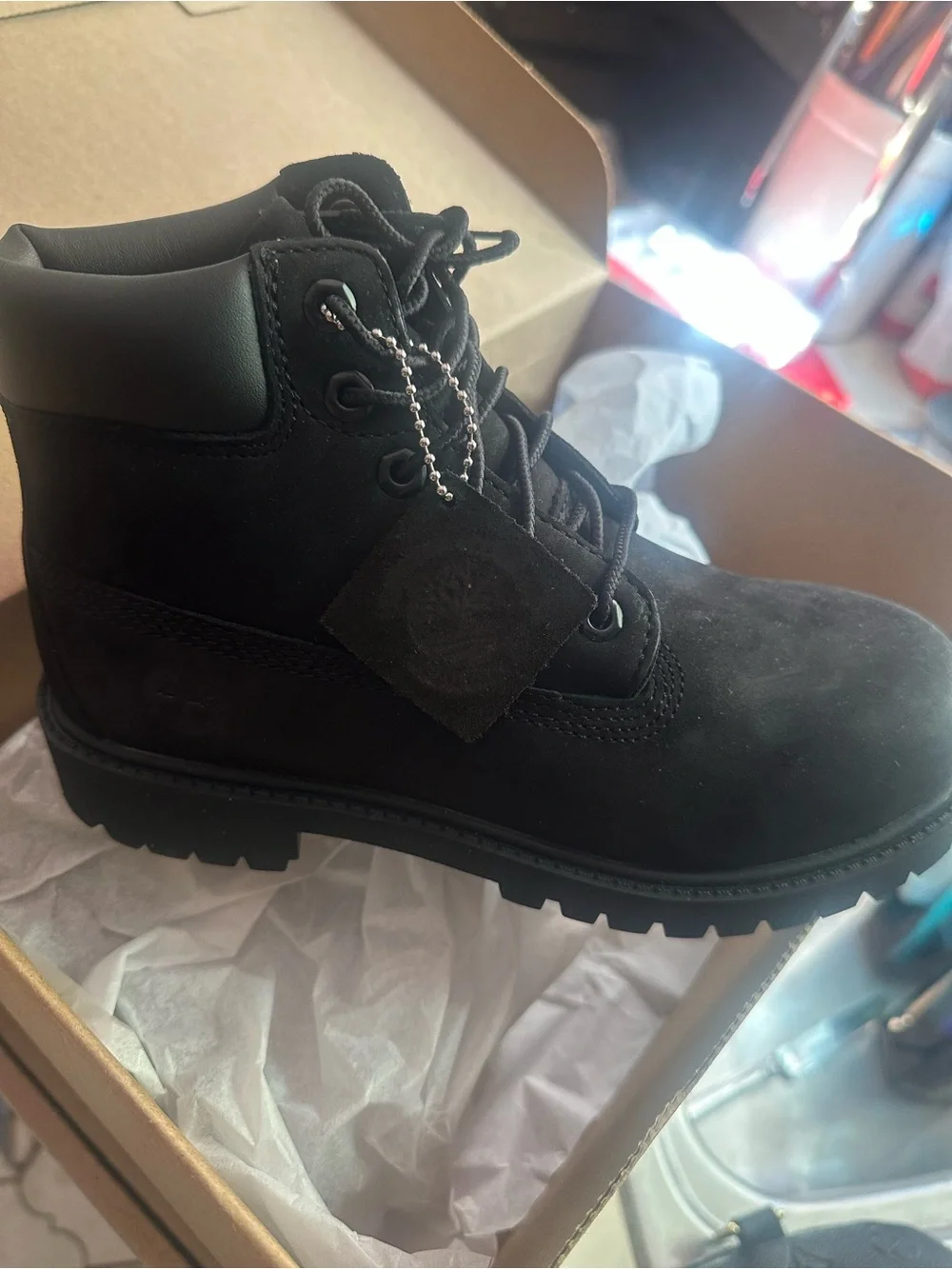 Timberland kids Classic Leather Black Boot, size 3, brand new in replace box